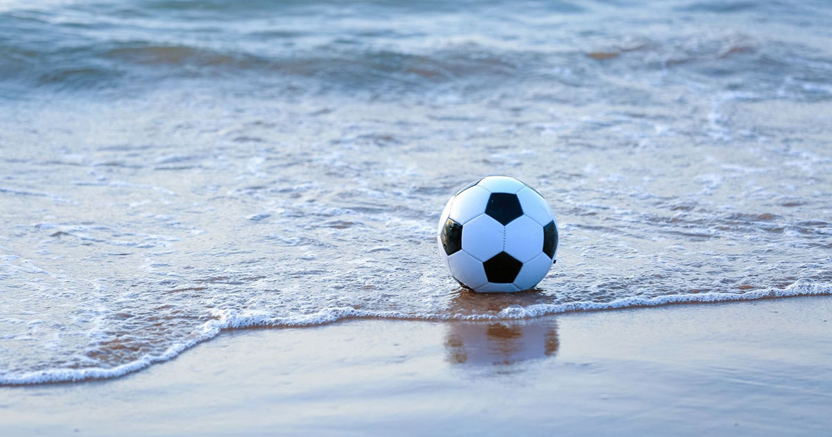 soccer ball on beach