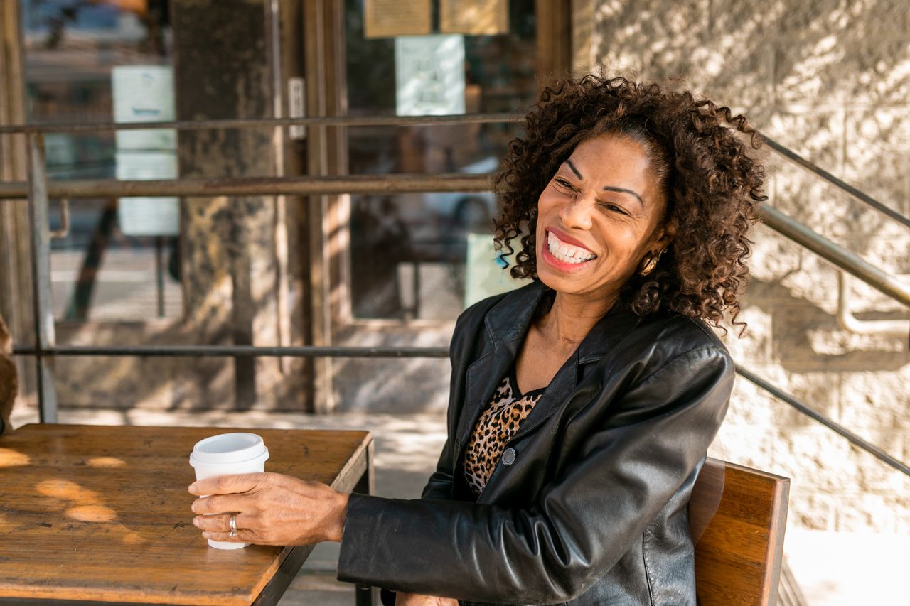 woman with curly hair