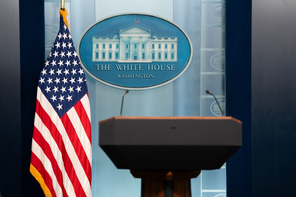 United State of America, Washington DC 7 May 2024. View of the WHITE HOUSE press room.