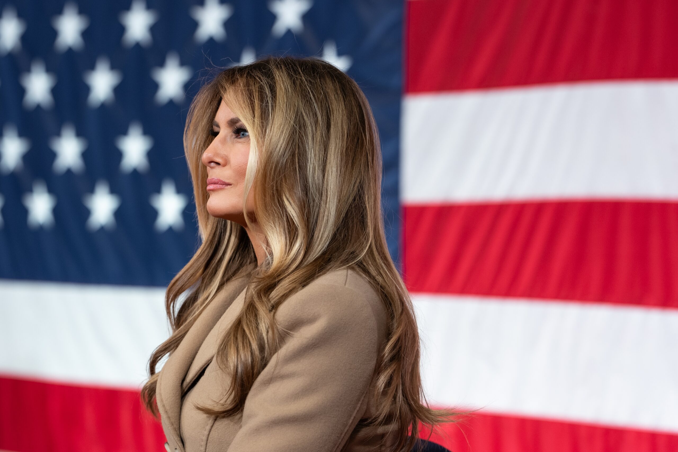 President Donald Trump and First Lady Melania Trump make remarks to military families at Fort Bragg, North Carolina, Friday, February 13, 2026. (Official White House Photo by Andrea Hanks)