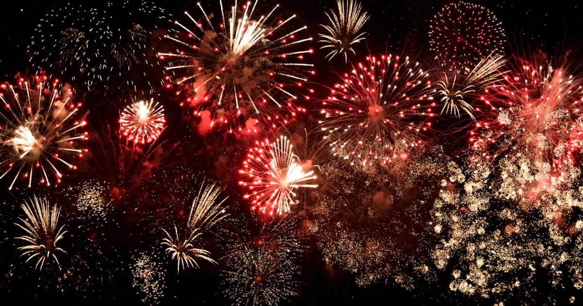 yellow and red fireworks
