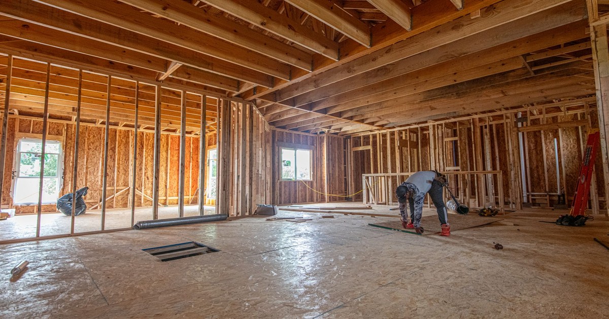 Interior view of a residential home under construction in The Colony, Texas.