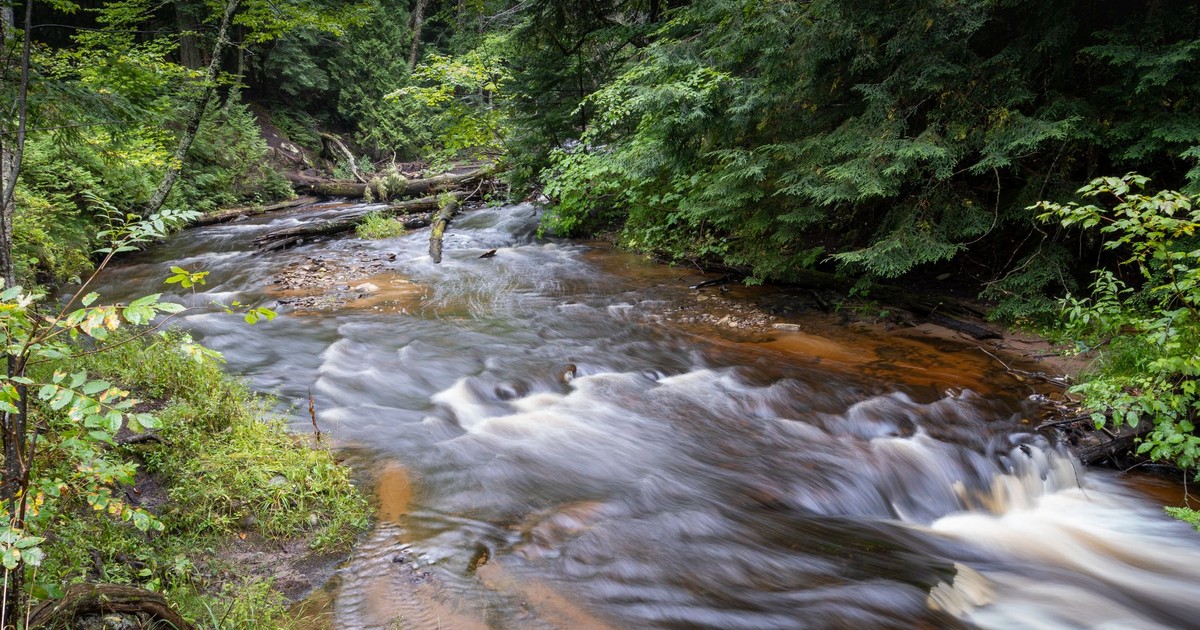 Capture of the serene flow of Hurricane River in Michigan's Upper Peninsula.